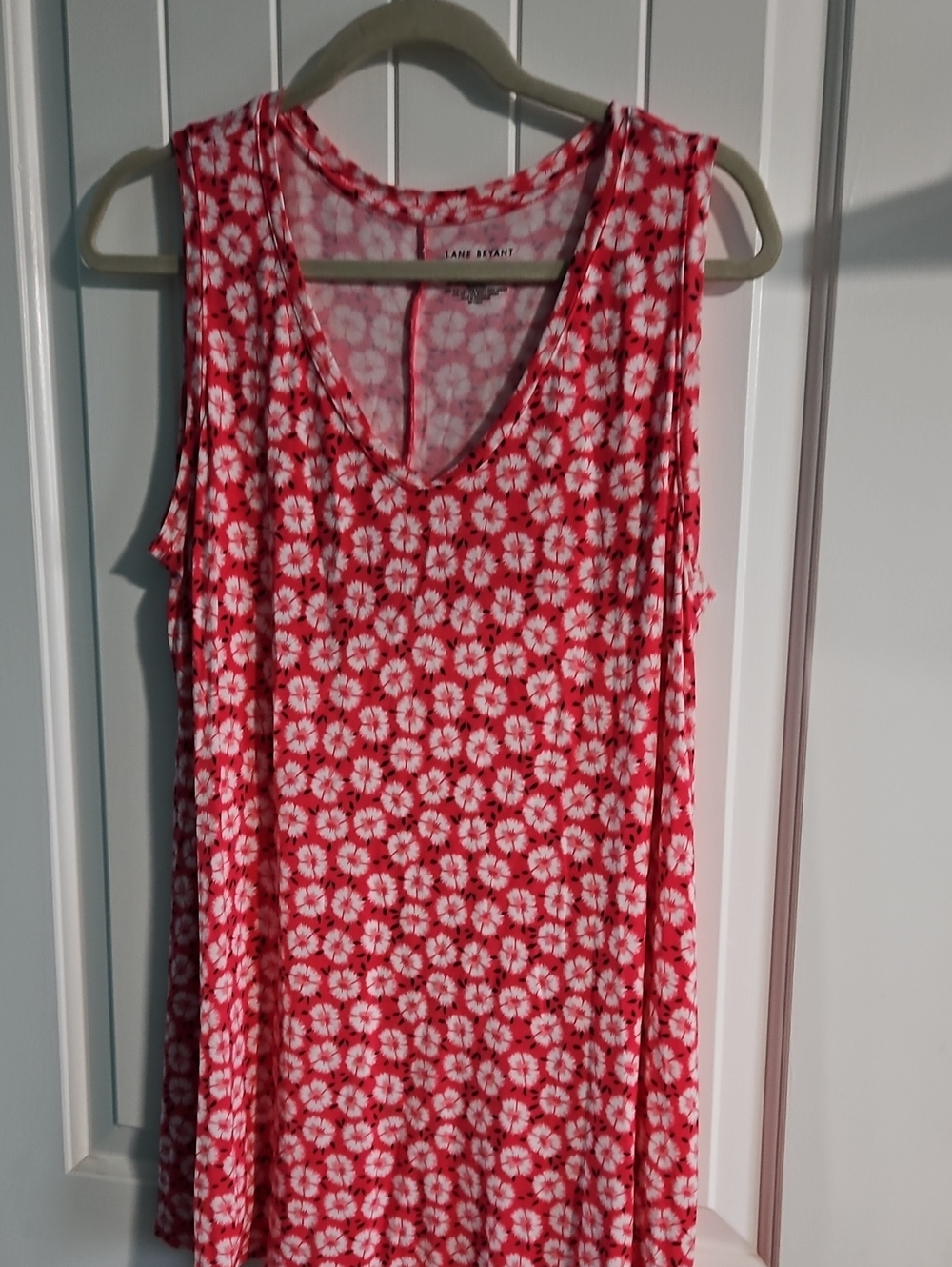 Lane Bryant Pink-Red Floral V-Neck Tank